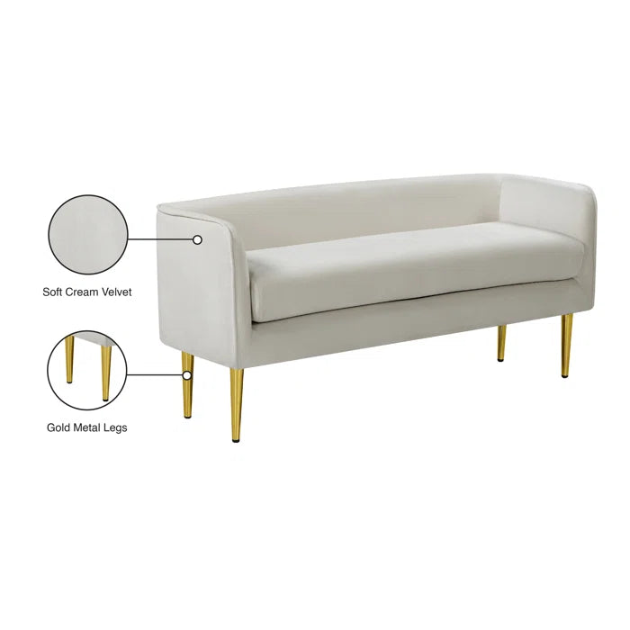Sircaster Velvet Upholstered Bench - Wooden bazar