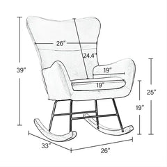 Dakninty Upholstered Nursery Rocking Chair with Stylish Arms (Set of 2) - Wooden Bazar