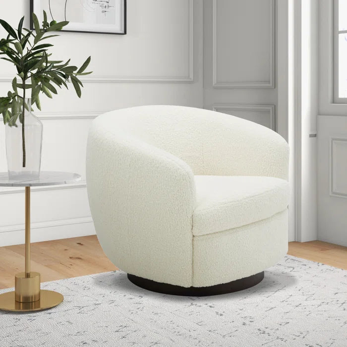 Shukrii Upholstered Swivel Barrel Chair for Modern living - Wooden Bazar