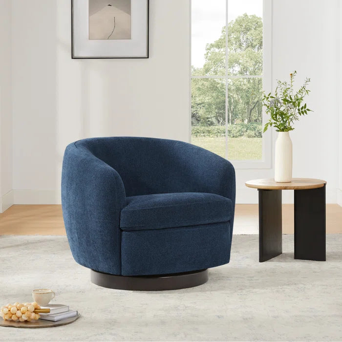 Shukrii Upholstered Swivel Barrel Chair for Modern living - Wooden Bazar