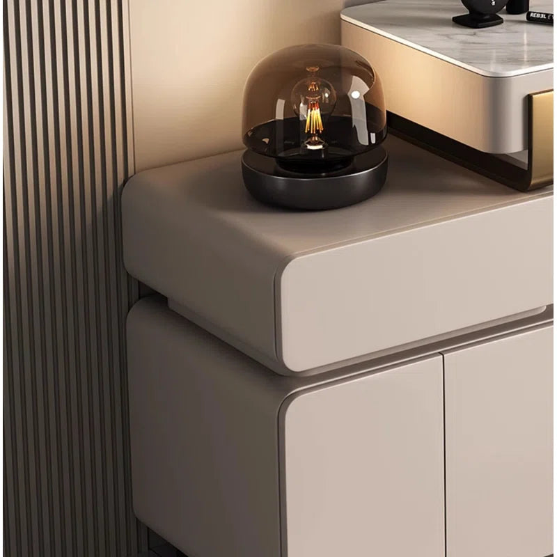 Luxury Modern Dressing Table with Marble Top & Gold Accents