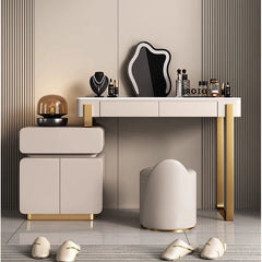 Luxury Modern Dressing Table with Marble Top & Gold Accents