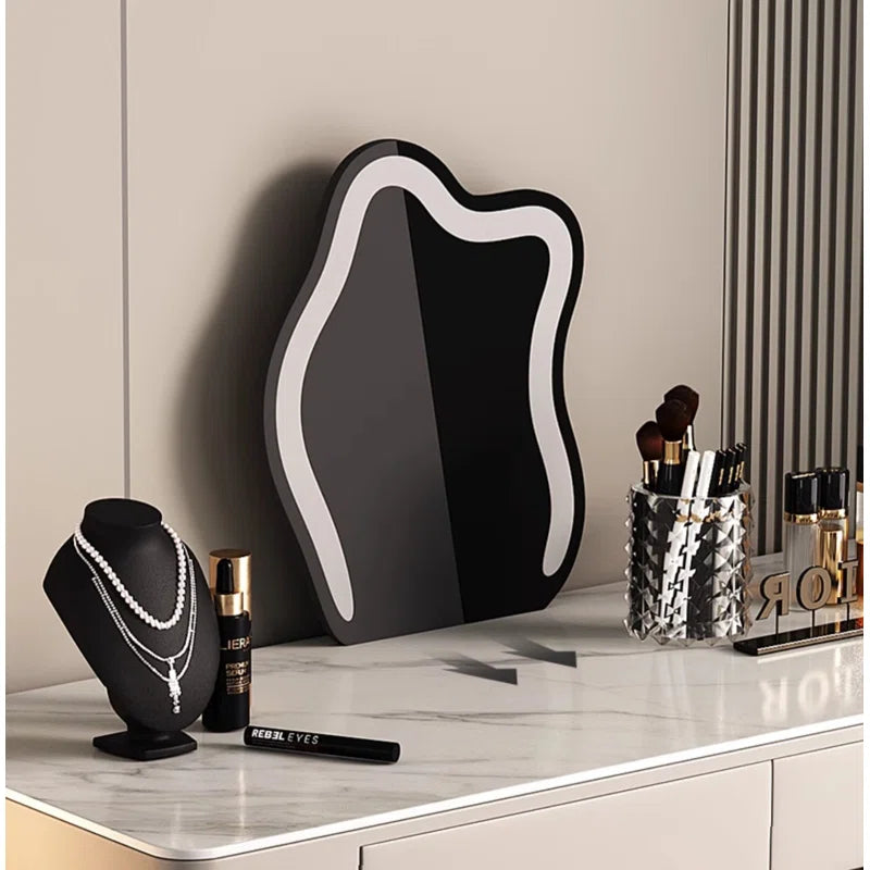 Luxury Modern Dressing Table with Marble Top & Gold Accents