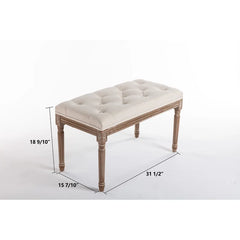 Bazter Linen Upholstered Bench - Wooden Bazar