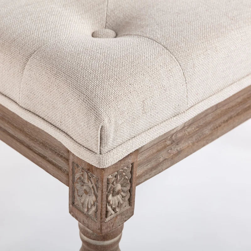 Bazter Linen Upholstered Bench - Wooden Bazar