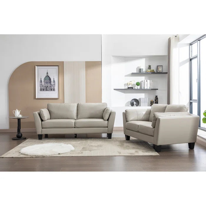 Marinaho 2 - Piece Top Genuine Leather Cushion Back Living Room Luxury Sofa Set