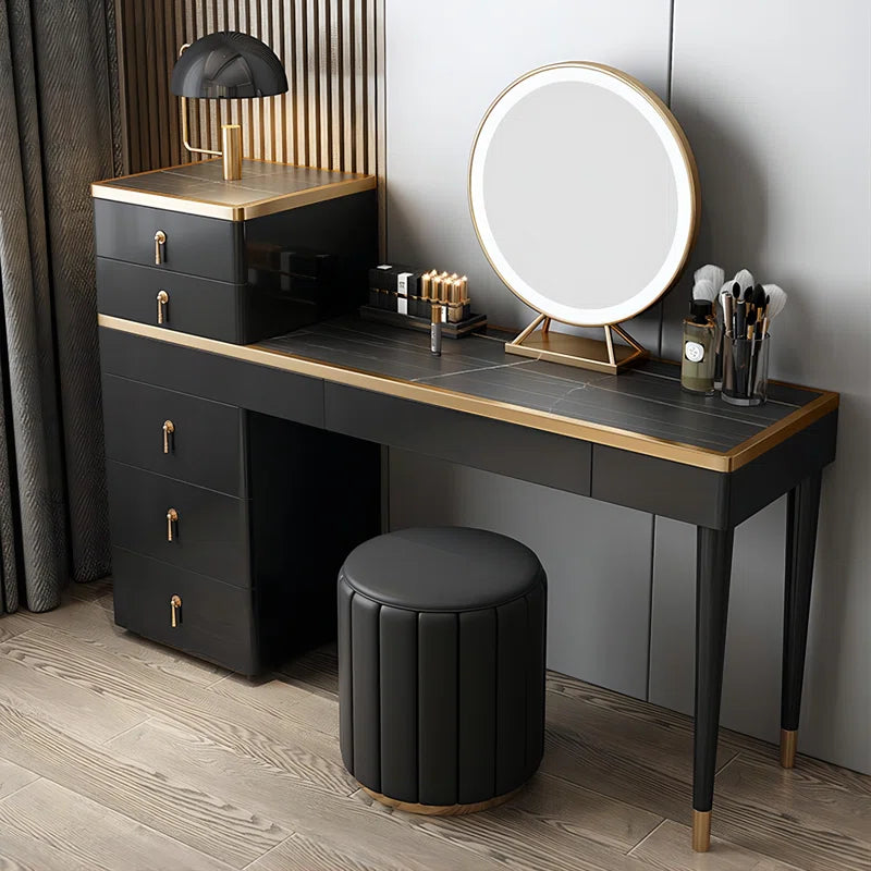Marquard Vanity Dressing table with mirror and stool