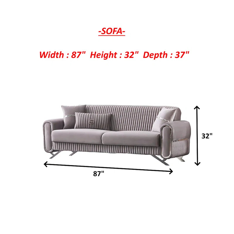 Martavionz 4 - Piece Velvet Living Room Set Luxury Sofa Set