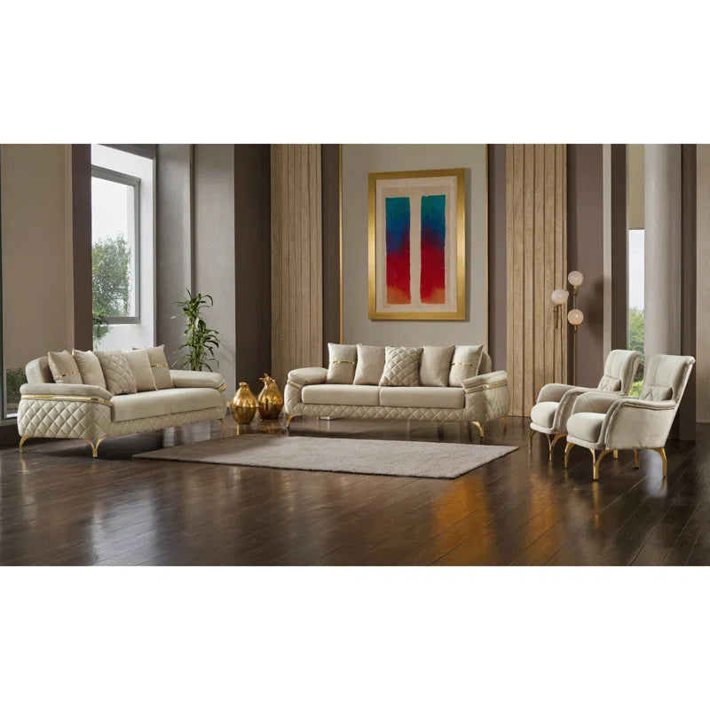 Martayo 4 - Piece Velvet Living Room Luxury Sofa Set