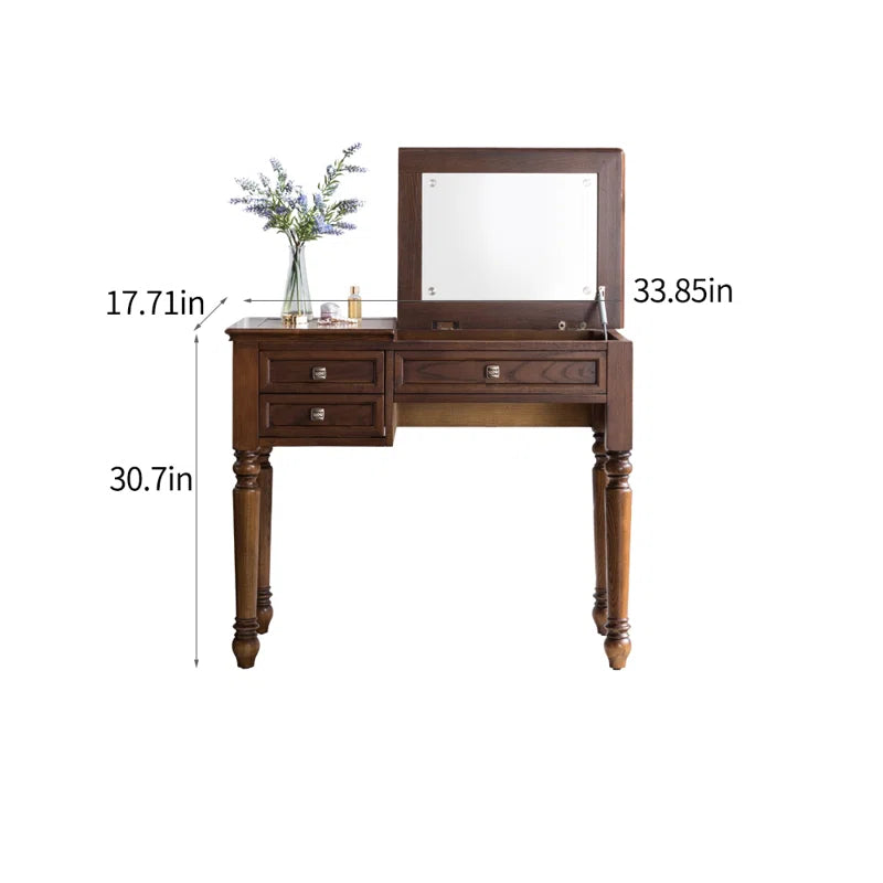 Heloxpi Vanity Dressing Table in Wooden - Wooden Bazar