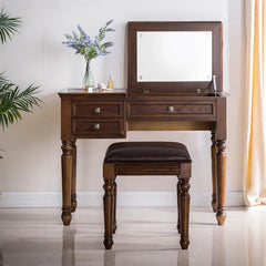 Salbestos Modern Brown Vanity Dressing table - Wooden Bazar
