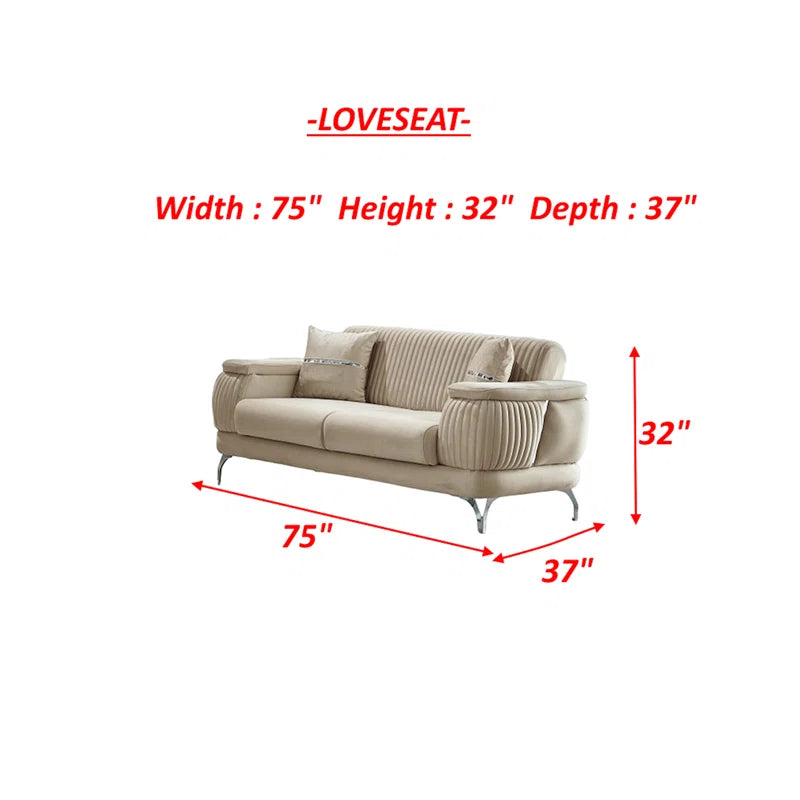 Marvelaz 4 - Piece Velvet Living Room Set Luxury Sofa Set