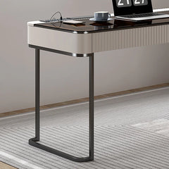 High-Quality L-Shaped Executive Swivel Computer Desk with Glass Top, Power Outlet, and Easy Assembly