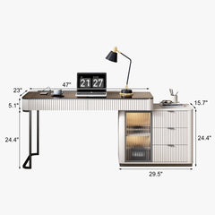 High-Quality L-Shaped Executive Swivel Computer Desk with Glass Top, Power Outlet, and Easy Assembly