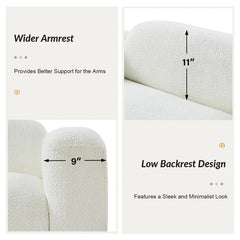 Modern Boucle Sofa with Solid Wood Base