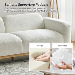 Modern Boucle Sofa with Solid Wood Base
