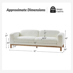 Modern Boucle Sofa with Solid Wood Base