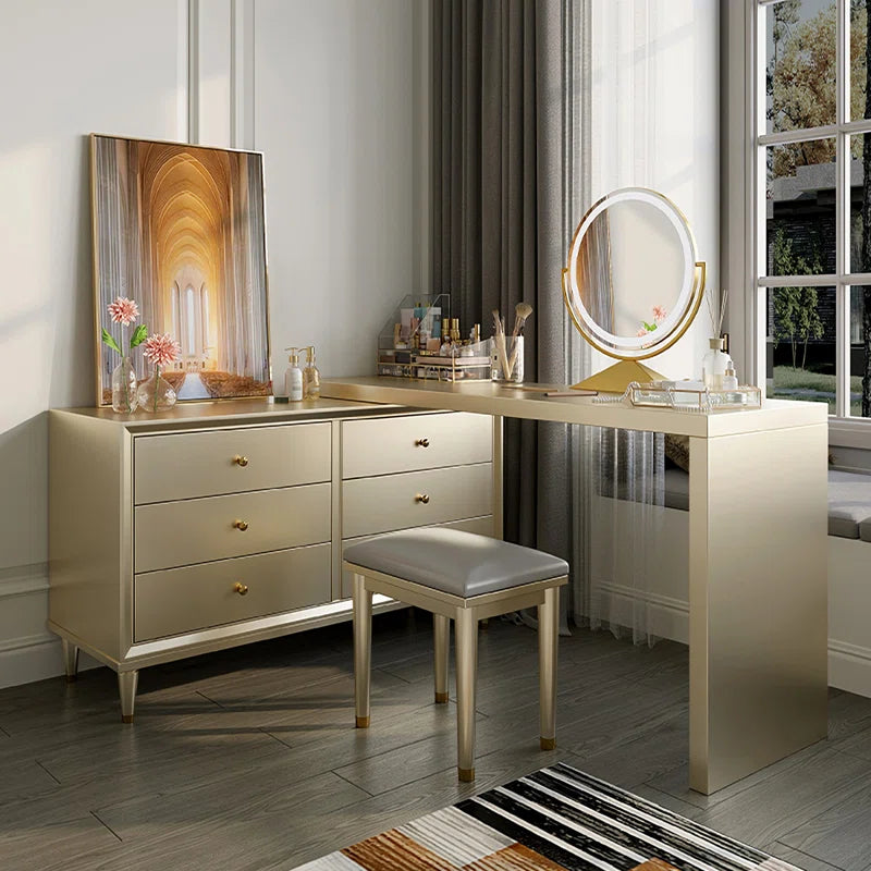 Externite Gold Vanity Dressing Table - Wooden Bazar