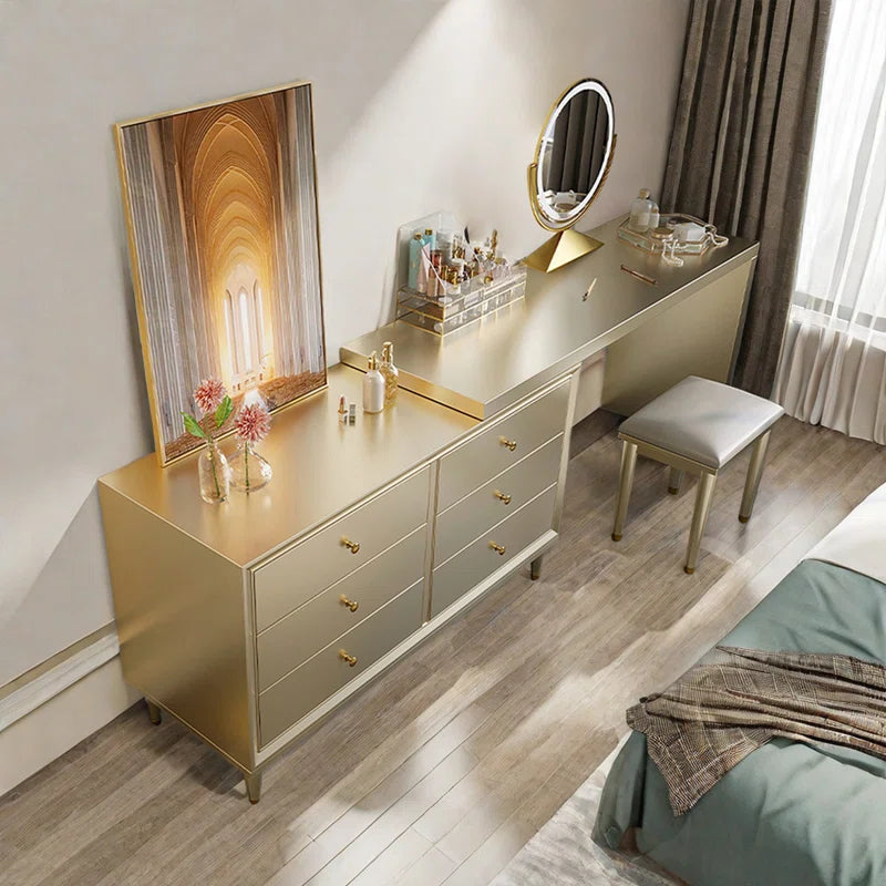 Externite Gold Vanity Dressing Table - Wooden Bazar