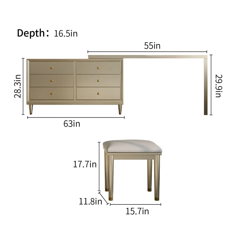 Externite Gold Vanity Dressing Table - Wooden Bazar