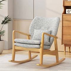 Alloper Wooden Rocking Chair in Cusion Seat - Wooden Bazar