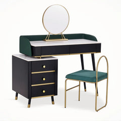 Xestery Mid-Century Dressing Table Set With Mirror And Solid Stool, Dressing Table Set
