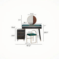 Xestery Mid-Century Dressing Table Set With Mirror And Solid Stool, Dressing Table Set