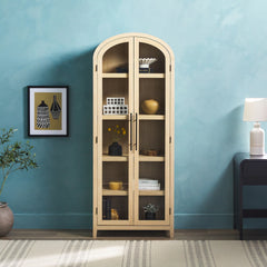 Tivoked Designs Arched Tall Bookcase with Glass Doors - Wooden bazar