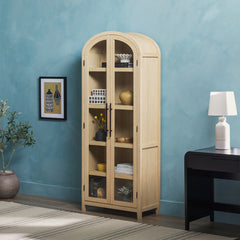 Tivoked Designs Arched Tall Bookcase with Glass Doors - Wooden bazar