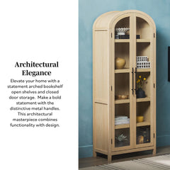 Tivoked Designs Arched Tall Bookcase with Glass Doors - Wooden bazar