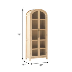 Tivoked Designs Arched Tall Bookcase with Glass Doors - Wooden bazar