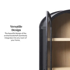 Tivoked Designs Arched Tall Bookcase with Glass Doors - Wooden bazar