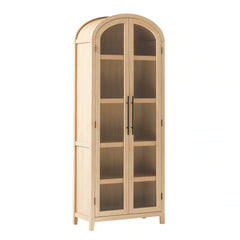Tivoked Designs Arched Tall Bookcase with Glass Doors - Wooden bazar