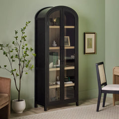 Tivoked Designs Arched Tall Bookcase with Glass Doors - Wooden bazar