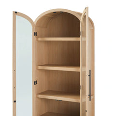 Tivoked Designs Arched Tall Bookcase with Glass Doors - Wooden bazar