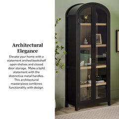 Tivoked Designs Arched Tall Bookcase with Glass Doors - Wooden bazar