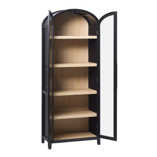 Tivoked Designs Arched Tall Bookcase with Glass Doors - Wooden bazar