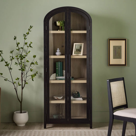 Tivoked Designs Arched Tall Bookcase with Glass Doors - Wooden bazar