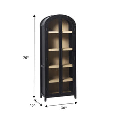 Tivoked Designs Arched Tall Bookcase with Glass Doors - Wooden bazar