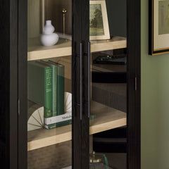 Tivoked Designs Arched Tall Bookcase with Glass Doors - Wooden bazar