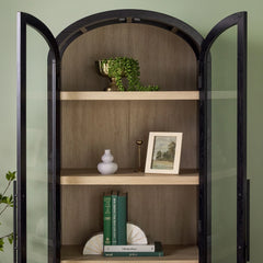 Tivoked Designs Arched Tall Bookcase with Glass Doors - Wooden bazar