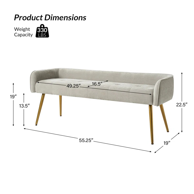 Shleshter Polyester Blend Upholstered Bench - Wooden Bazar