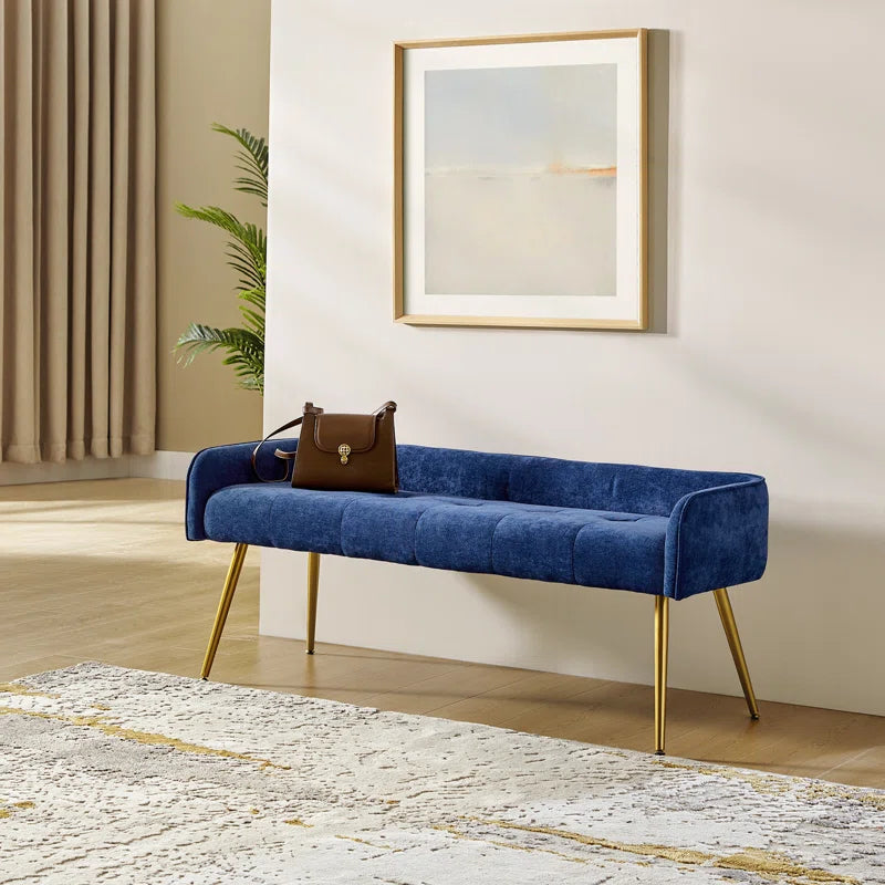 Shleshter Polyester Blend Upholstered Bench - Wooden Bazar