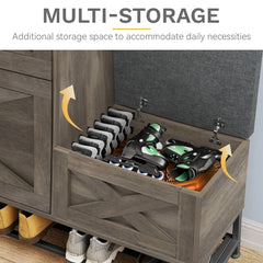 Farmhouse Shoe Storage Cabinet with 2 Flip Drawers for 16 Pairs Entryway Shoe Storage with Shoe Bench