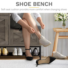 Farmhouse Shoe Storage Cabinet with 2 Flip Drawers for 16 Pairs Entryway Shoe Storage with Shoe Bench