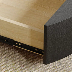 Modern Drum Coffee Table with Oak Veneer, Sintered Stone Coffee Table with 2 Solid Wood Drawers