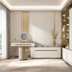 Asker Modern Light Luxury Retractable Dresser Table - Wooden Bazar