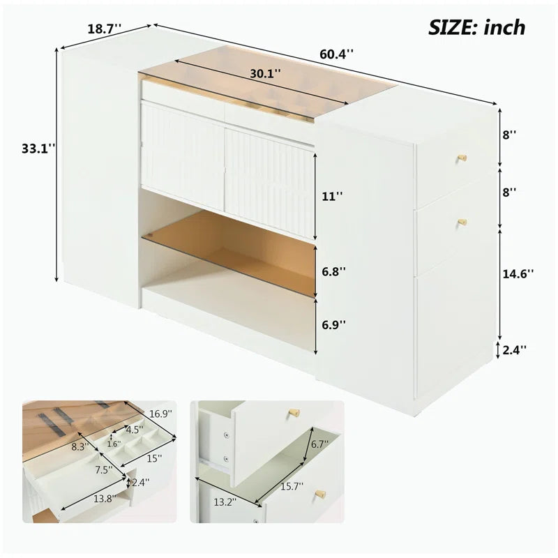 Dasterote Modern Luxury Multi-Functional Island Vanity Dresser