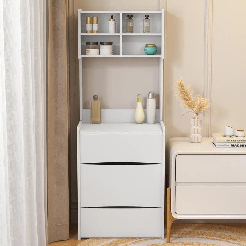 Kinared Modern Makeup Vanity Dressing Table With Flip Top LED Illuminated Mirror And Removable Upholstered Stool