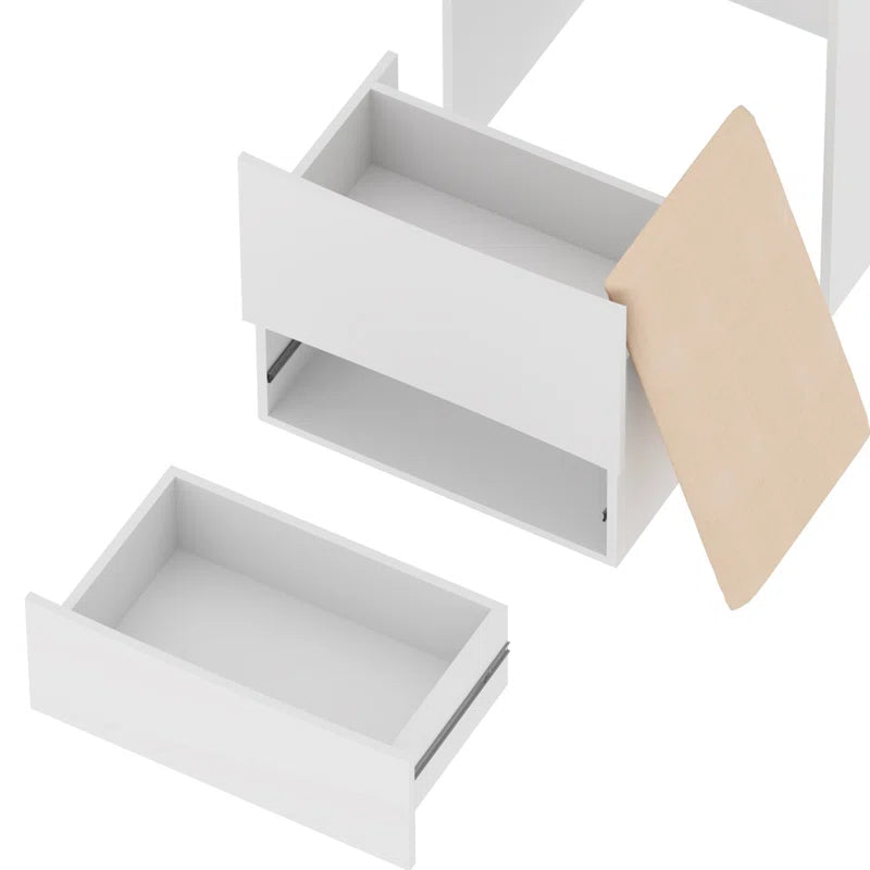 Ianier Modern Makeup Vanity with Flip-Top LED Mirror & Stool -  Wooden Bazar